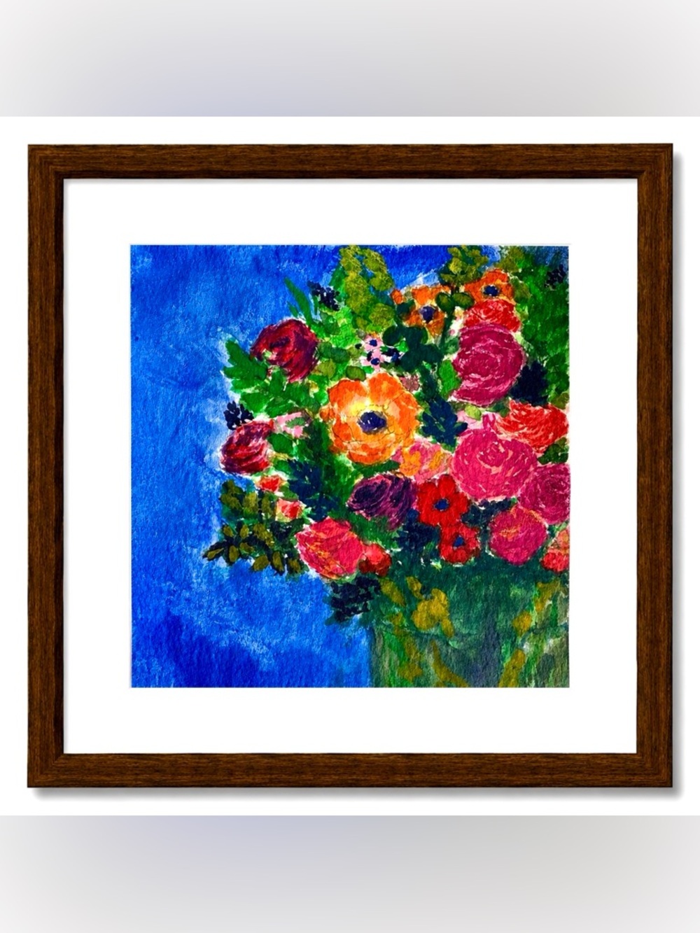 ❌ SOLD Framed original artwork watercolor floral flowers